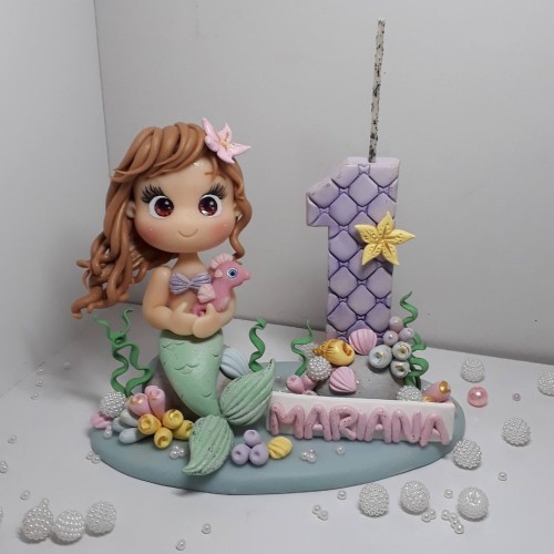 Vela em Biscuit Sereia