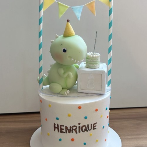 Topo de Bolo em Biscuit Dino Baby