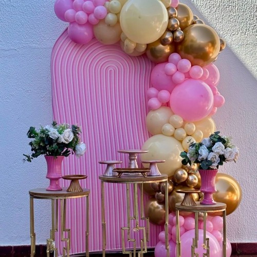 Decoração de Aniversário Rosa com Dourado